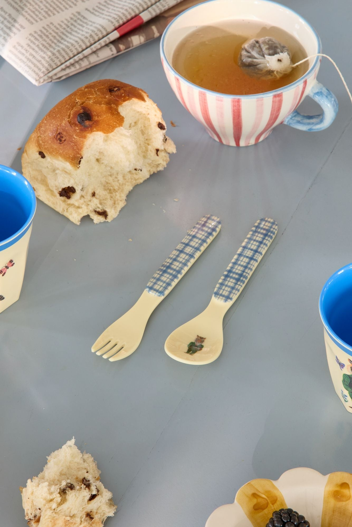 Baby Spoon and Fork - Blue - Nathalie Lété Print - Rice By Rice