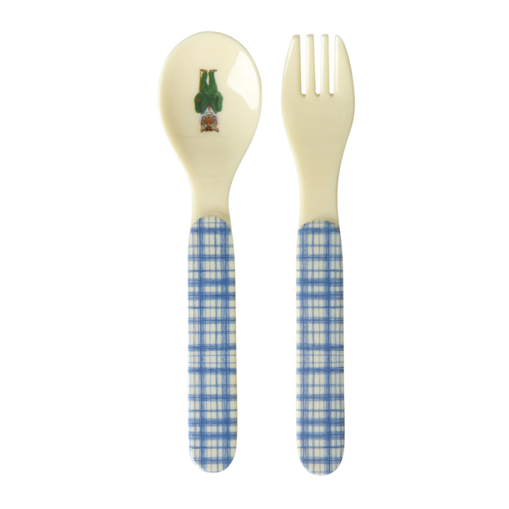 Baby Spoon and Fork - Blue - Nathalie Lété Print - Rice By Rice