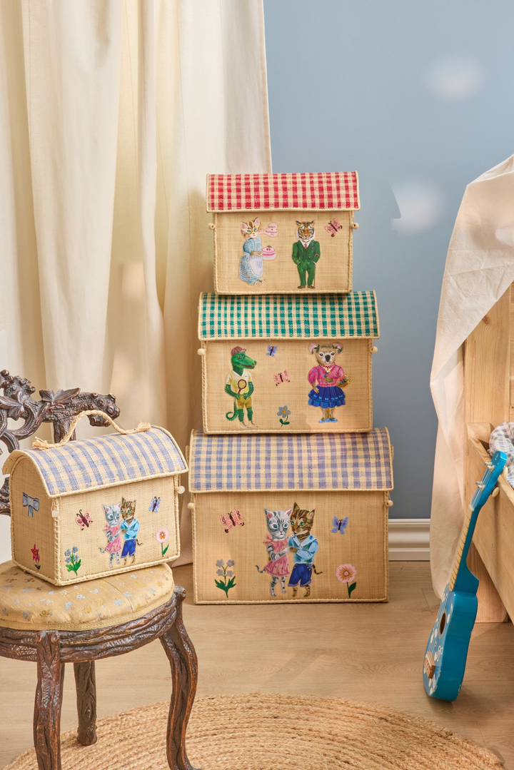Raffia Storage Baskets with Nathalie Lété Theme - Set of 3 - Rice By Rice
