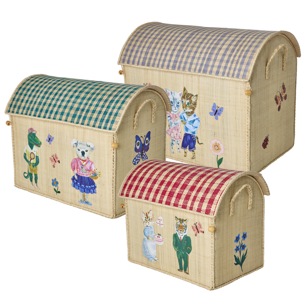 COTTON RAFFIA さまざまな色 28個セット Raffia Storage Baskets with Nathalie Lété Theme - Set of 3 – Rice