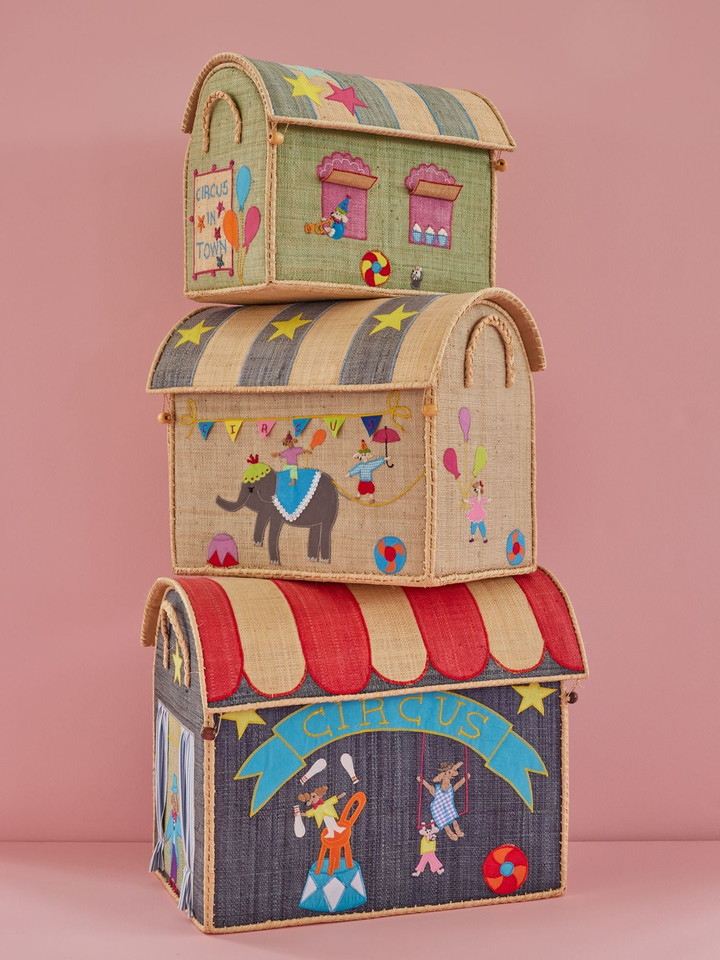 Raffia Kids Bag with Circus Theme - - Rice By Rice