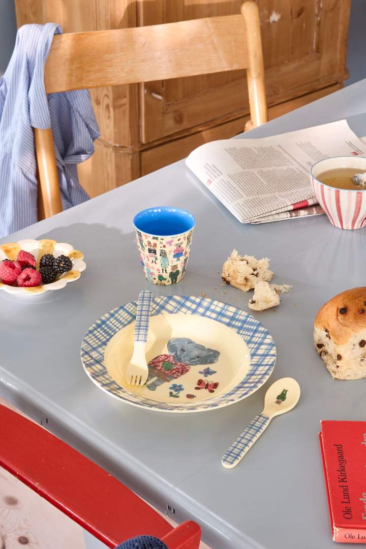 Melamine Kids Bowl | Nathalie Lété Blue Print - 8.4oz - Rice By Rice