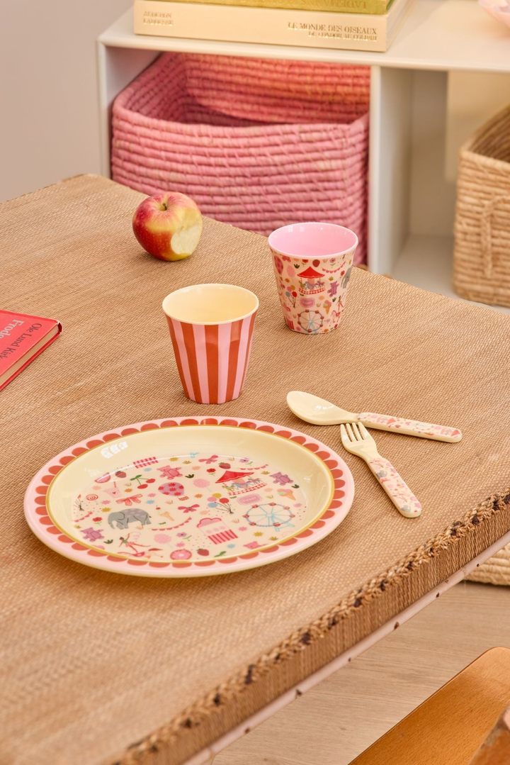 Kids Melamine Cup - Small - Fun Fair Pink Print - 5.4oz - - Rice By Rice