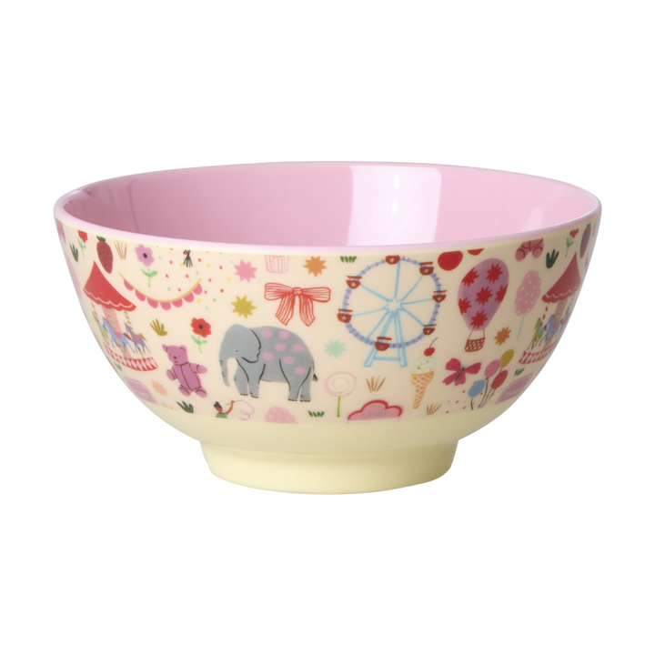 Medium Melamine Bowl - Fun Fair Pink Print - 23.7oz - - Rice By Rice