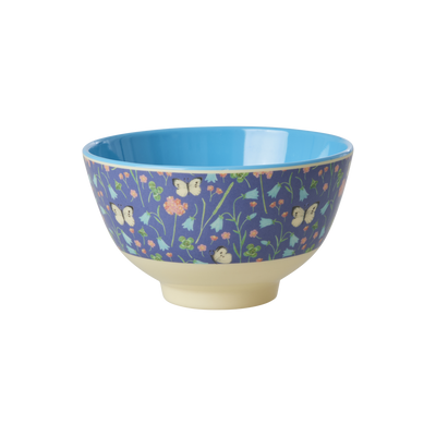 Small Melamine Bowl - Blue - Butterfly Field Print - Rice By Rice