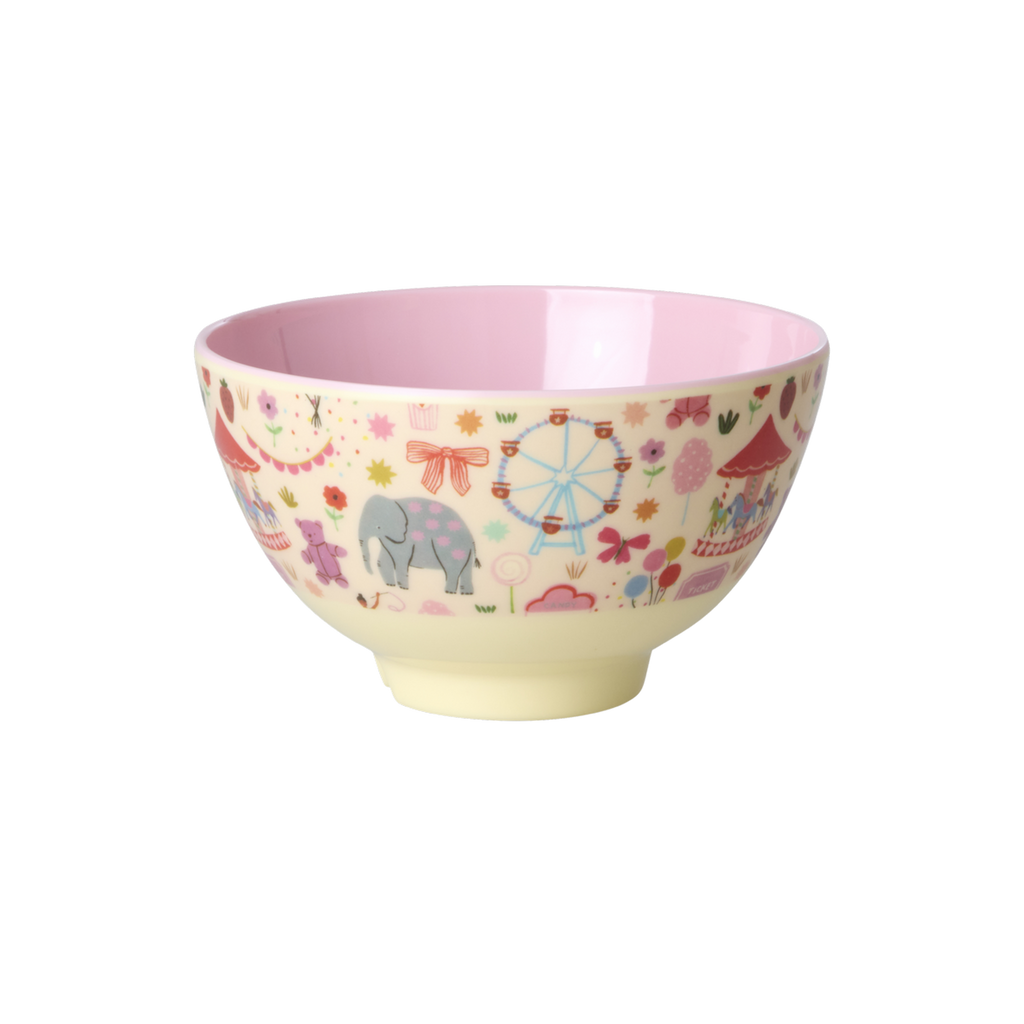 Small Melamine Bowl - Fun Fair Print - Pink - 10.1oz - - Rice By Rice