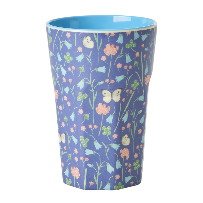 Melamine Tall Cup - Blue - Butterfly Field Print - Rice By Rice