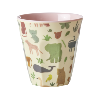 Medium Melamine Cup - Pink - Sweet Jungle Print - Rice By Rice