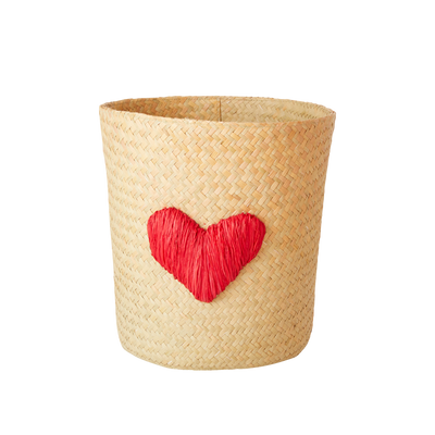 Small Raffia Basket - Natural with Heart image - Rice By Rice