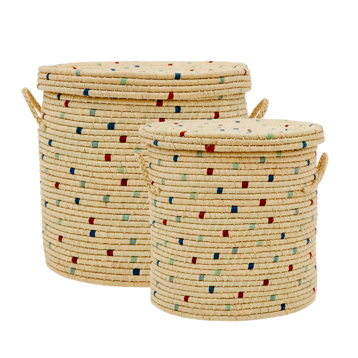 Large Round Raffia Basket- set of 2 - Rice By Rice