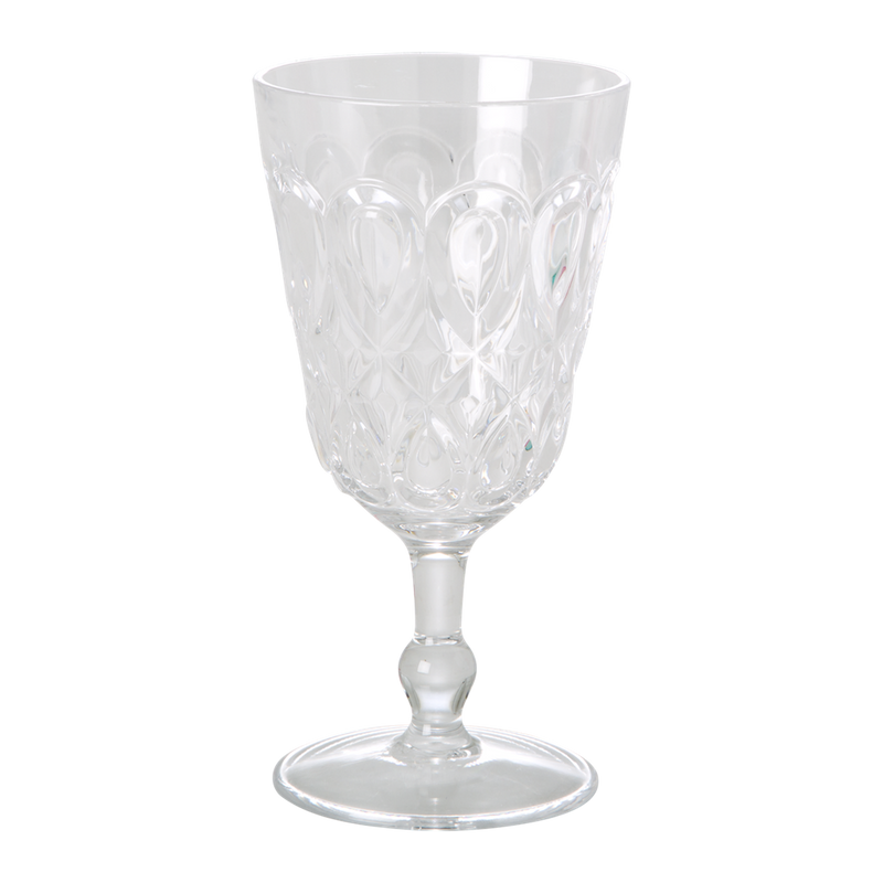 Acrylic Wine Glass with Swirly Embossed Detail - Clear - Rice By Rice