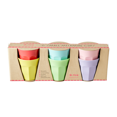Melamine Cups in Assorted 'YIPPIE YIPPIE YEAH' Colors  - Small - 6 pcs. in Gift Box - Rice By Rice