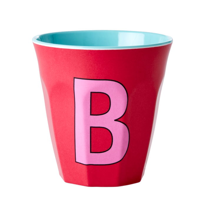 Two Melamine Cups - Medium with Alphabet in Pinkish Colors | Letter B - Rice By Rice