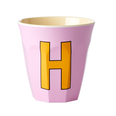 Melamine Cup - Medium with Alphabet in Pinkish Colors | Letter H - Rice By Rice