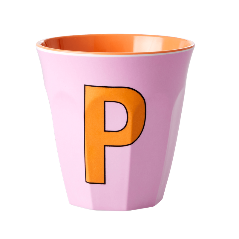 Melamine Cup - Medium with Alphabet in Pinkish Colors | Letter P - Rice By Rice