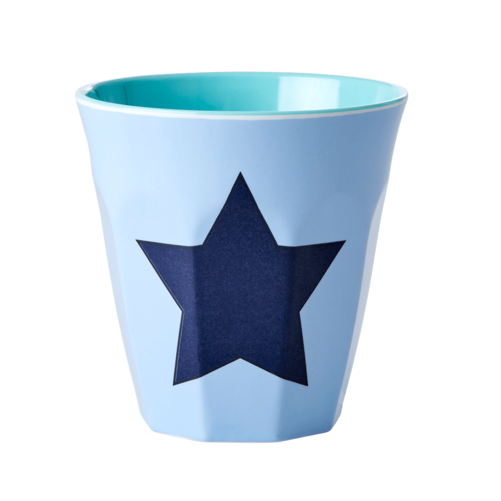 Set of 2 Medium Melamine Cups | Star in Soft Blue Print - Rice By Rice