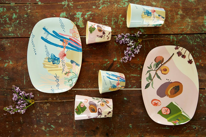 Set of 2 Medium Melamine Cups | Australian Summer Print - Rice By Rice