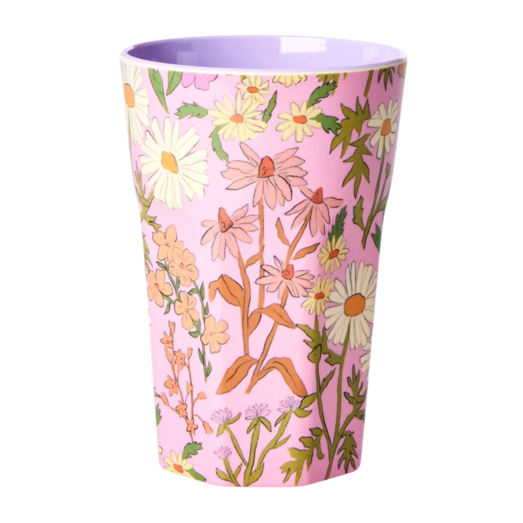 Melamine Tall Cup - Soft Pink - Daisy Dearest Print
