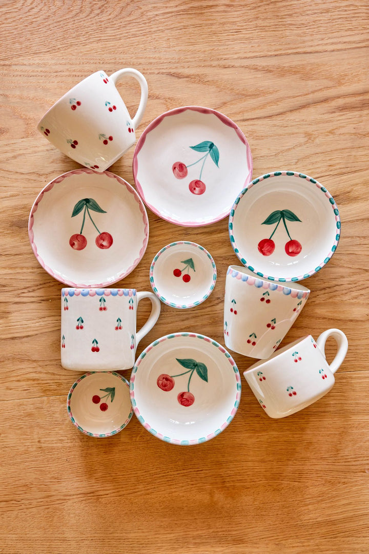 Ceramic Jumbo Cup with Hand-painted Cherries - 14.2 oz - Rice By Rice
