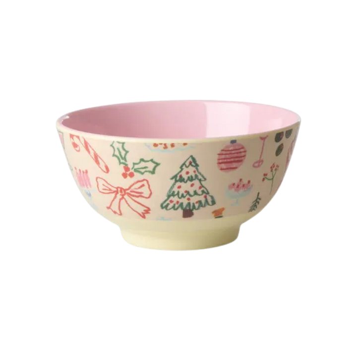 Melamine Bowl with Xmas Galore Print – Medium – 23.7 fl oz - Rice By Rice
