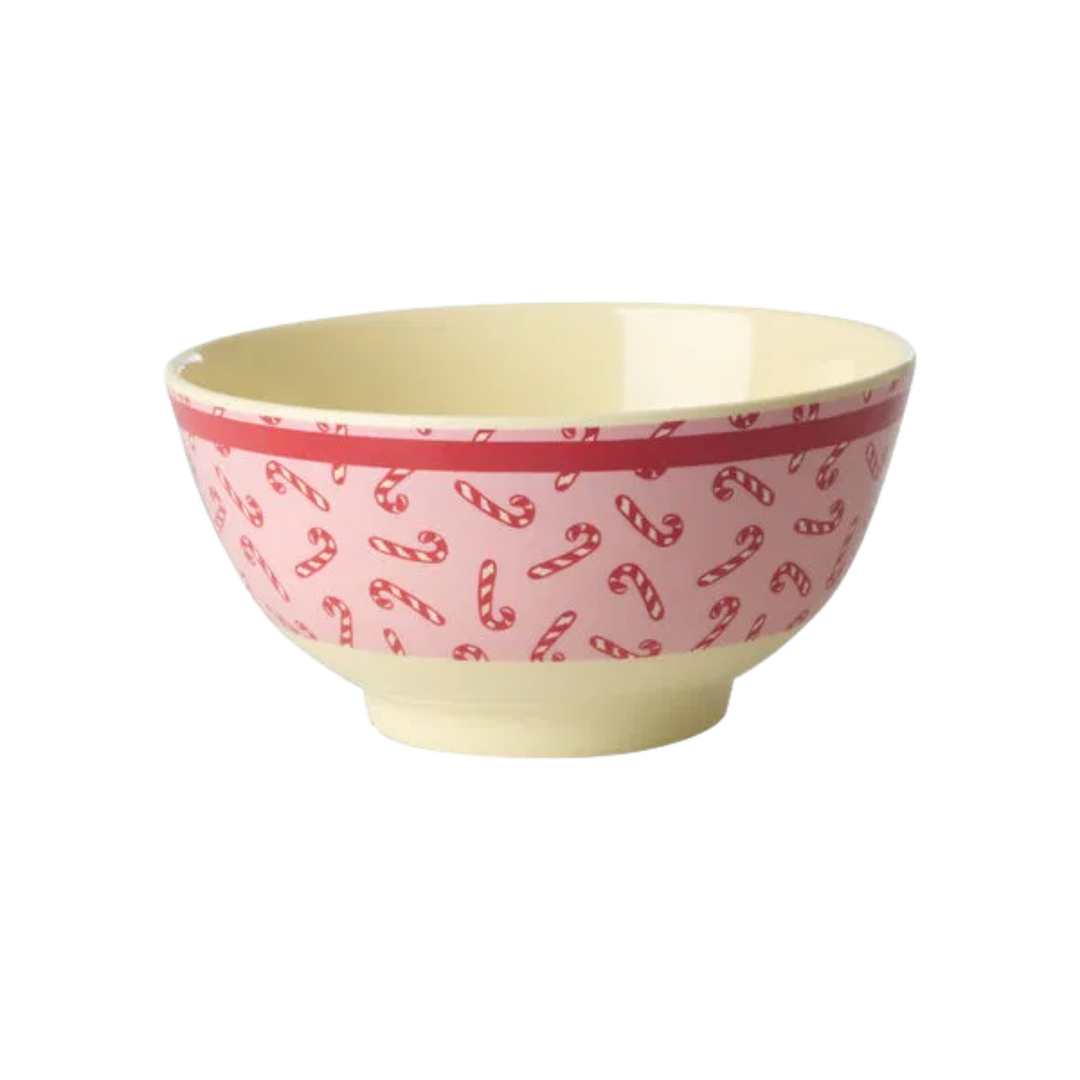 Melamine Bowl with Candy Cane Print – Medium – 23.7 fl oz - Rice By Rice