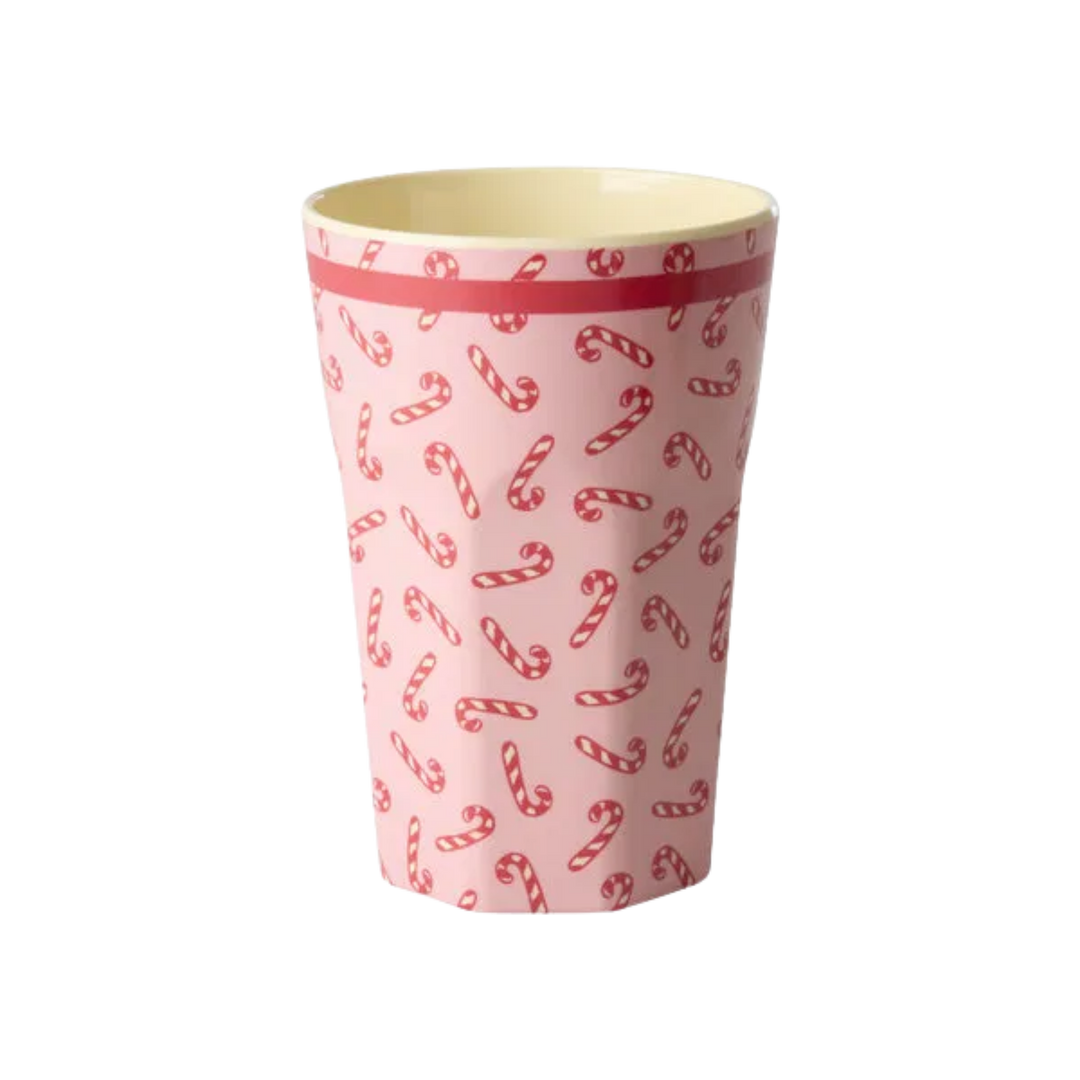 Melamine Cup with Candy Cane Print – Tall – 13.5 fl oz - Rice By Rice