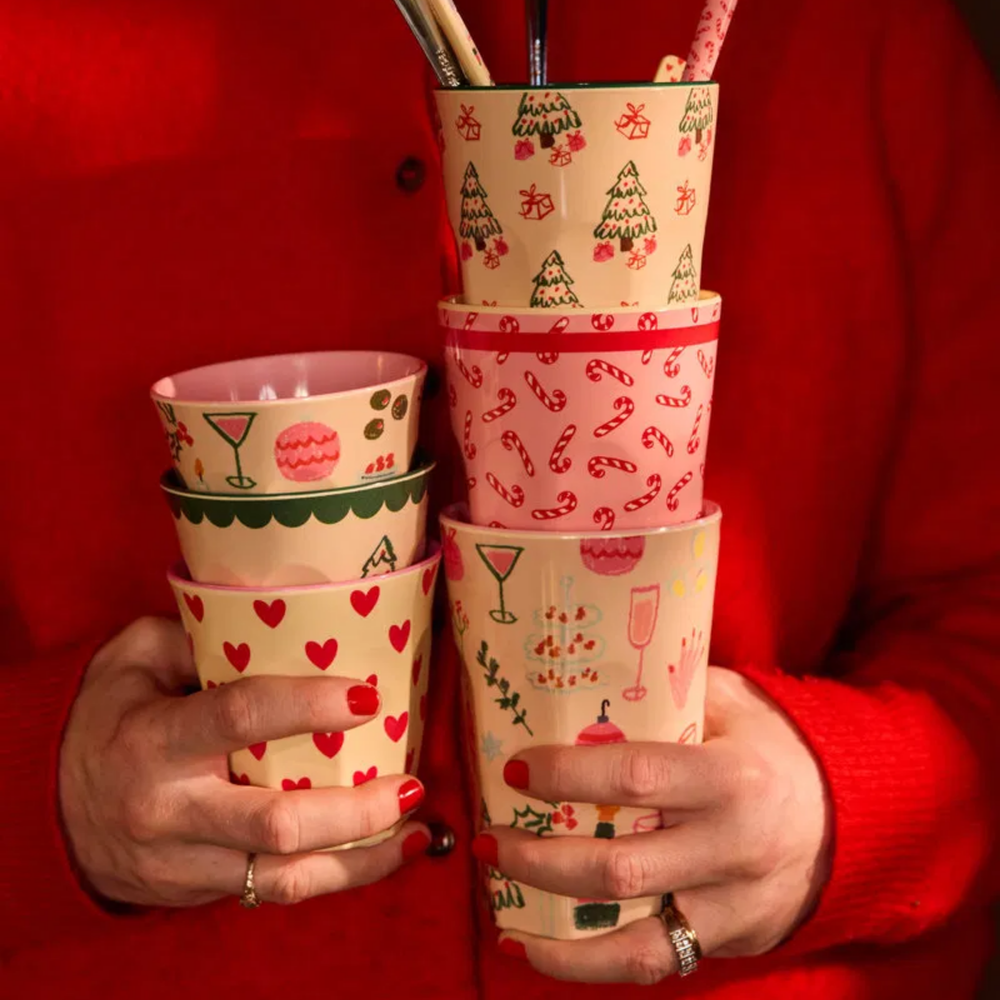 Melamine Cup with Candy Cane Print – Tall – 13.5 fl oz - Rice By Rice