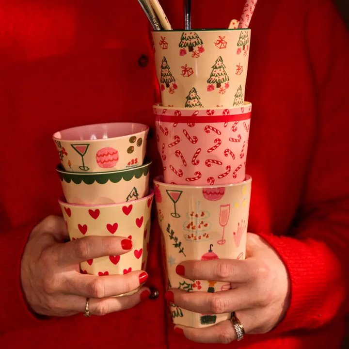 Melamine Cup with Candy Cane Print – Tall – 13.5 fl oz - Rice By Rice