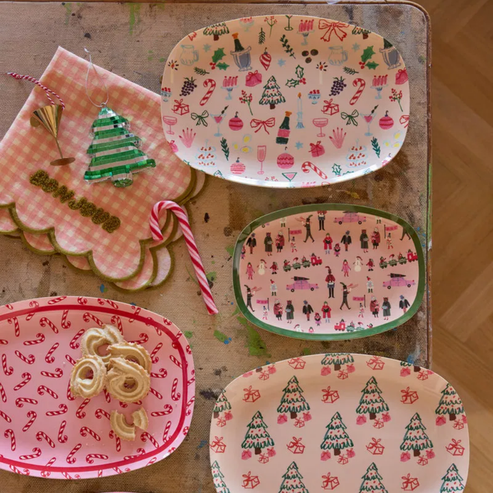 Melamine Rectangular Plate with Candy Cane Print - Rice By Rice