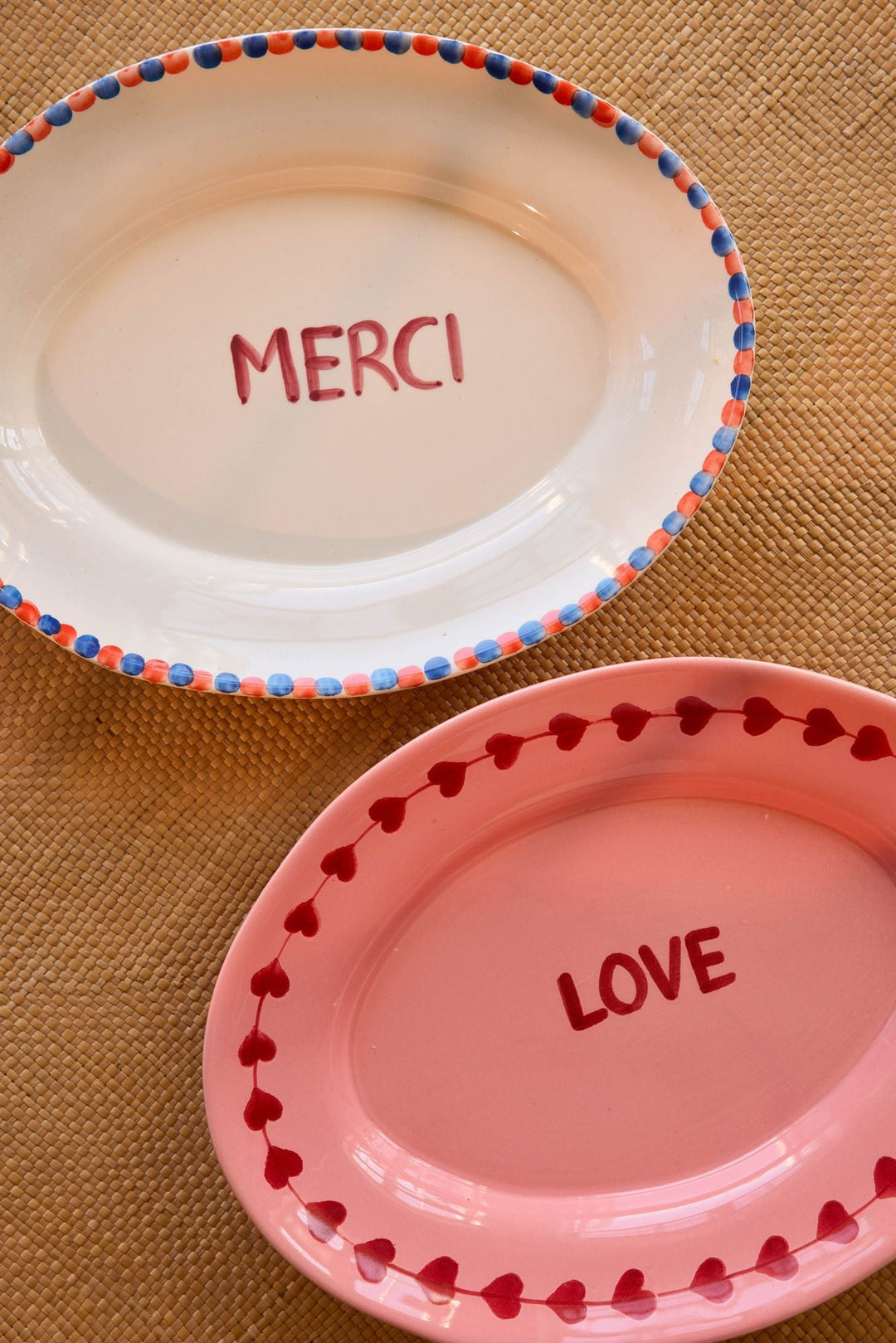 Ceramic Serving Platter with Hand-painted LOVE - Medium - Rice By Rice