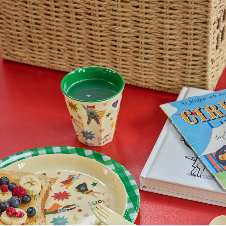 Melamine Kids Lunch Plate with Hero Print – Green - Rice By Rice
