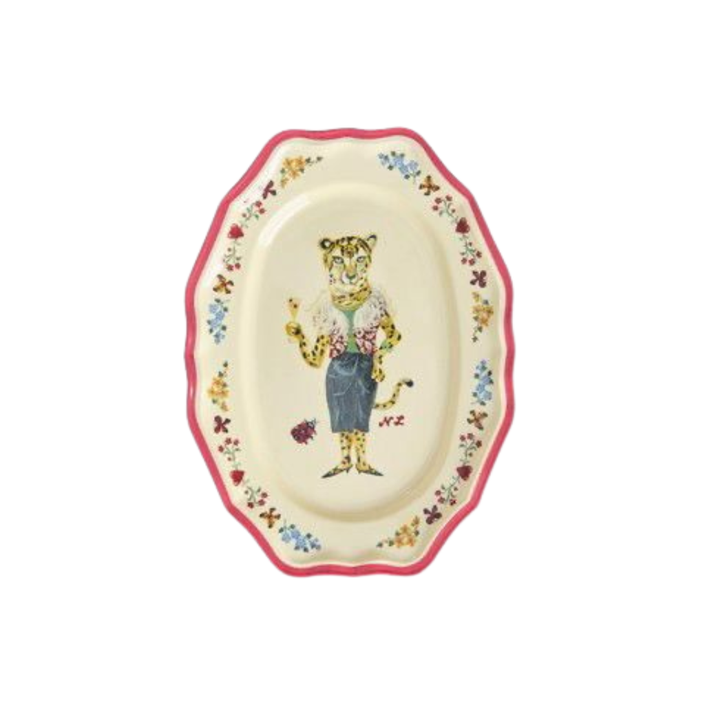 Melamine Vintage Serving Dish with Nathalie Lété Print - Red - Small - Rice By Rice