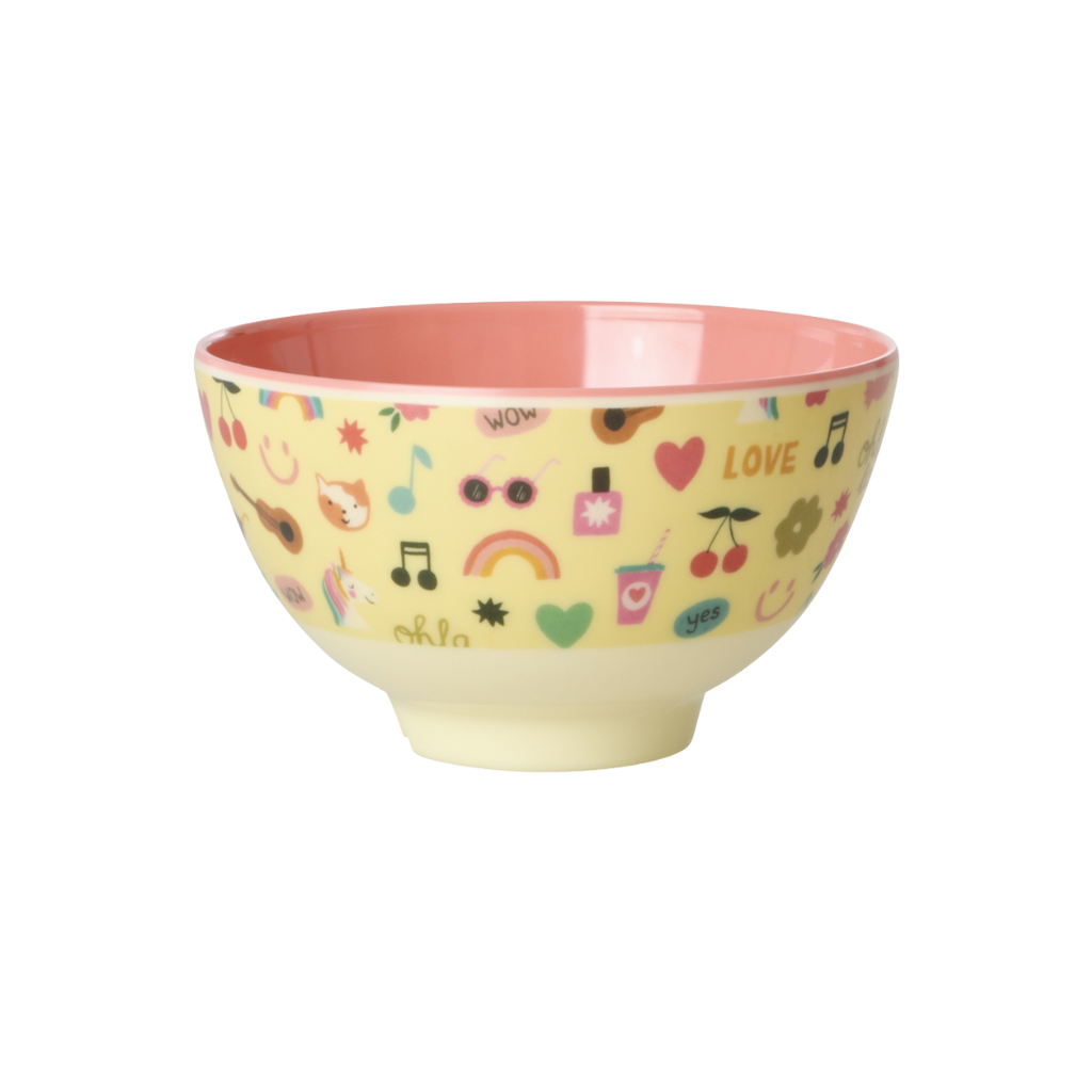 Small Kids Bowl - Soft Yellow - Unicorn Love Print - Rice By Rice