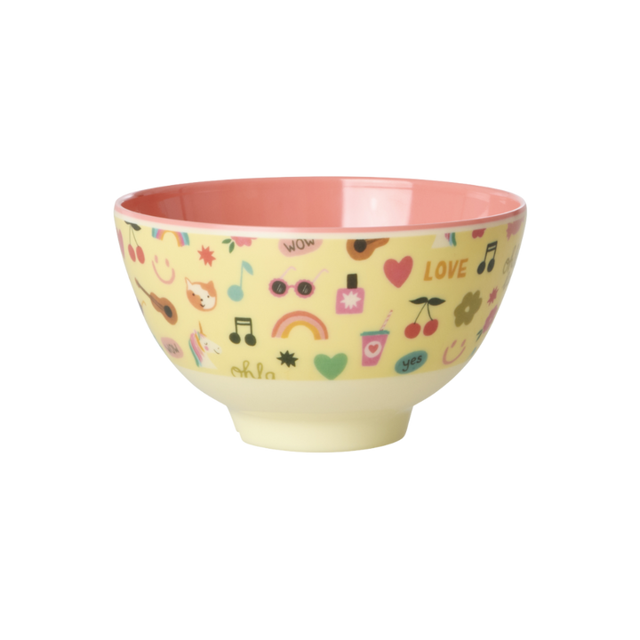 Small Kids Bowl - Soft Yellow - Unicorn Love Print - Rice By Rice