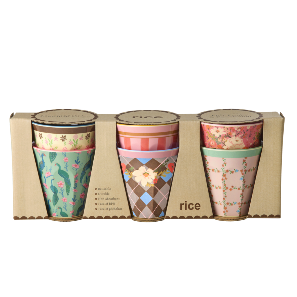 Medium Cup - Multicolor - All You Need is Love and ... - 6-pack - Rice By Rice