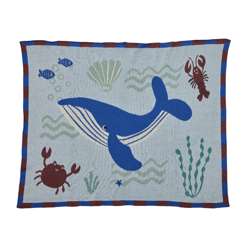 Cotton Baby Blanket - Blue - Ocean Design - Rice By Rice