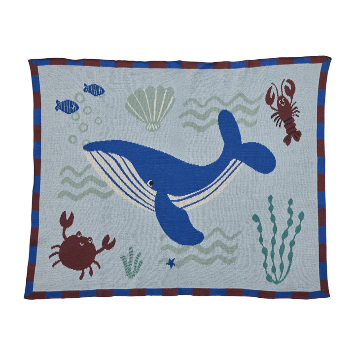 Cotton Baby Blanket - Blue - Ocean Design - Rice By Rice