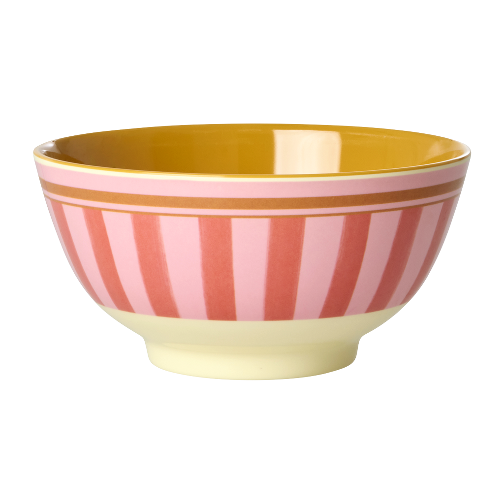 Medium Bowl - Pink - Organic Stripes Print - Rice By Rice