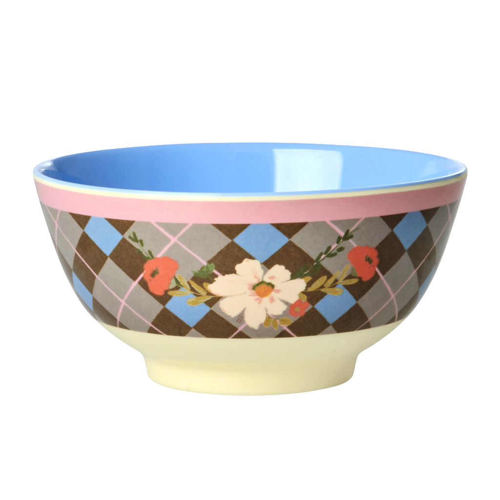 Medium Bowl - Brown - Gorgeous Tile Print - Rice By Rice