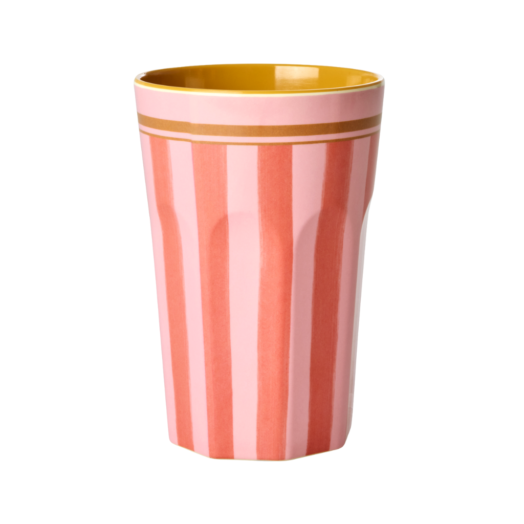 Tall Cup - Pink - Organic Stripes Print - Rice By Rice