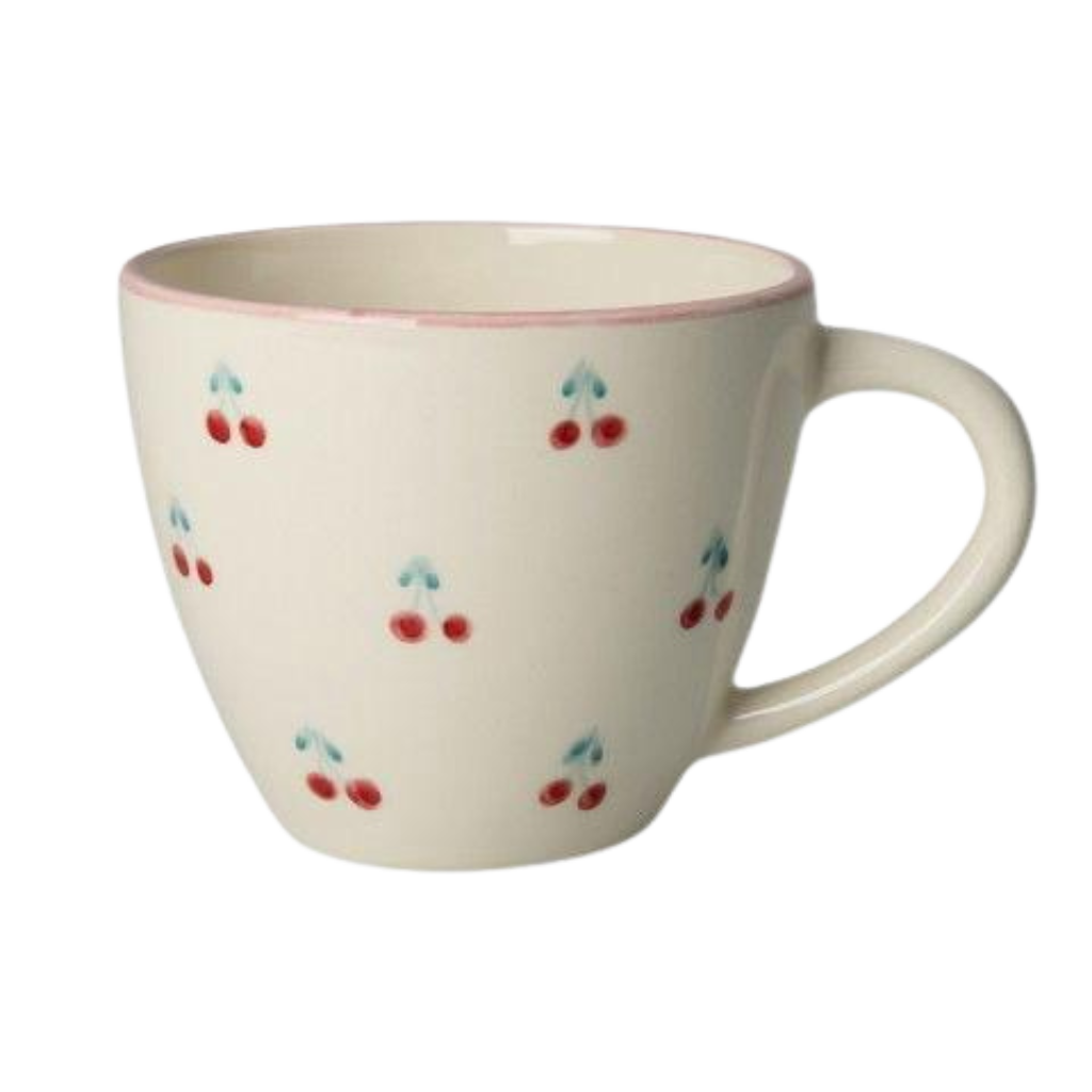 Ceramic Jumbo Cup with Hand-painted Cherries - 14.2 oz - Rice By Rice