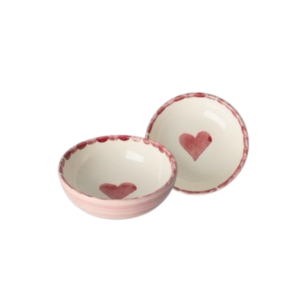 Ceramic Dipping Bowl with Hand-painted Heart - Small - 3.38 oz - Rice By Rice