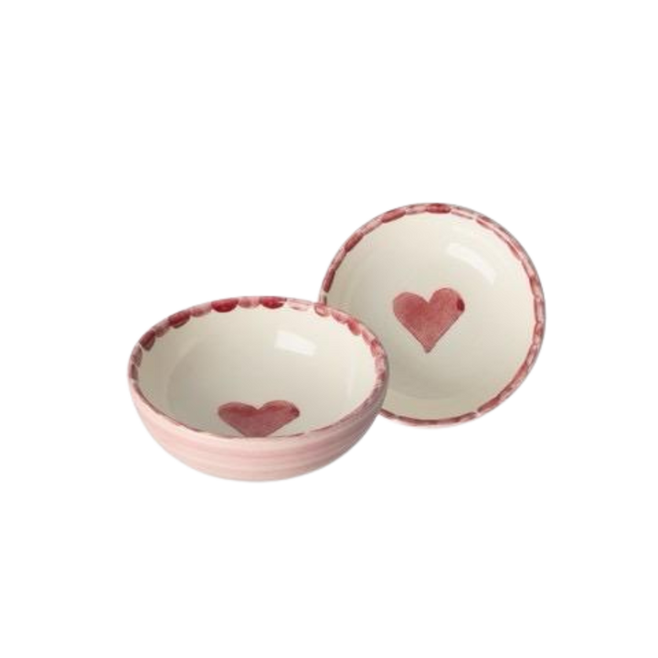 Ceramic Dipping Bowl with Hand-painted Heart - Small - 3.38 oz - Rice By Rice