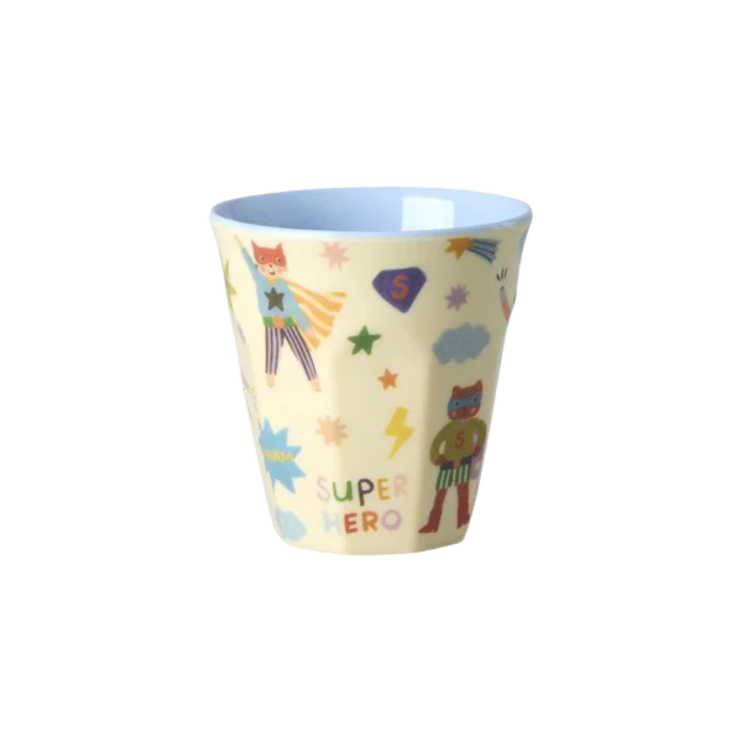 Melamine Kids Cup with Hero Print - Small - Soft Blue - 160 ml - Rice By Rice