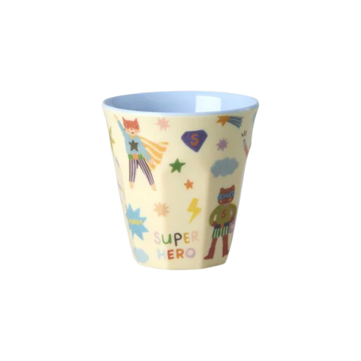 Melamine Kids Cup with Hero Print - Small - Soft Blue - 160 ml - Rice By Rice