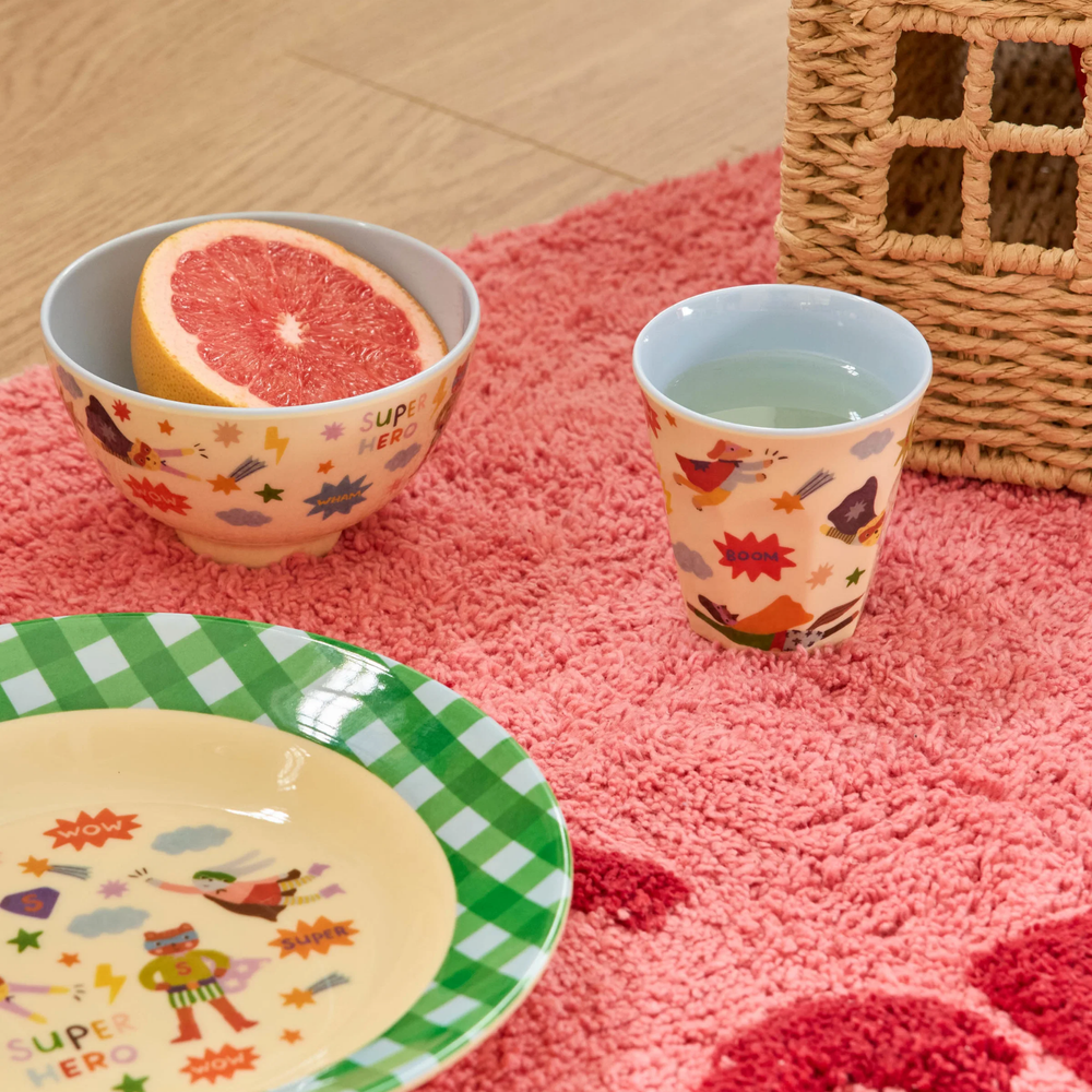 Melamine Kids Cup with Hero Print - Small - Soft Blue - 160 ml - Rice By Rice