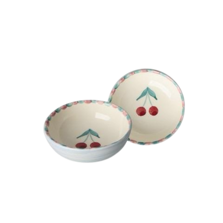 Ceramic Dipping Bowl with Hand-painted Cherries - Small - 3.38 oz - Rice By Rice
