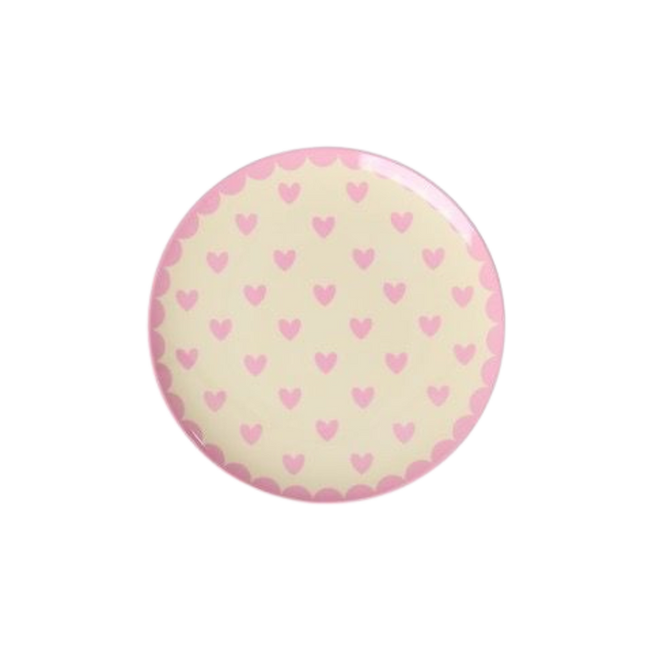 Melamine Cake Plate with Favorite Hearts Print - Dark Pink - Small - Rice By Rice
