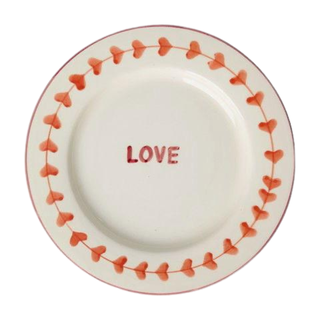 Ceramic Dinner Plate with Hand-painted LOVE - Rice By Rice