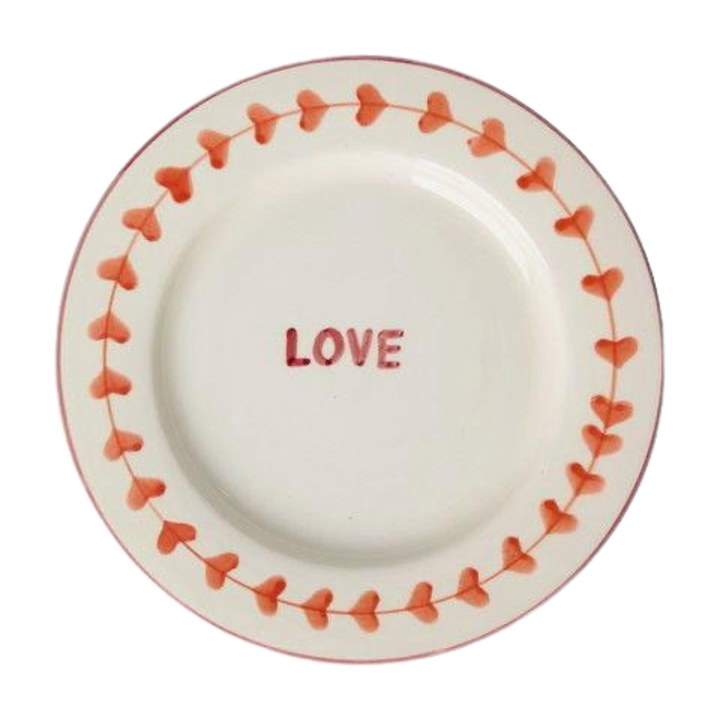 Ceramic Dinner Plate with Hand-painted LOVE - Rice By Rice